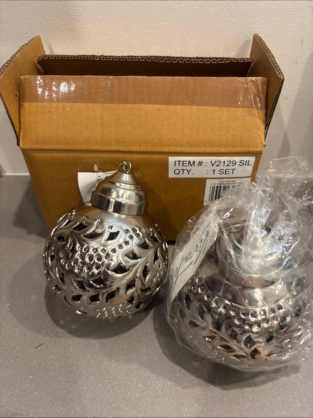 Silver Filigree Hanging Lanterns - Set of 2